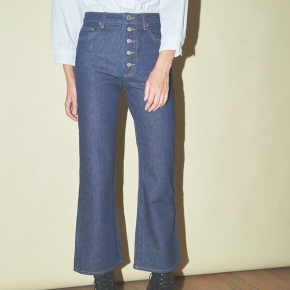 ROUJE Bastille High Rise Boot Cut Flare Jeans Button Fly 25 XS vintage - Picture 3 of 5